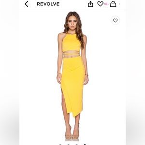 Lovers & Friends yellow crop top & skirt set / worn once / size small